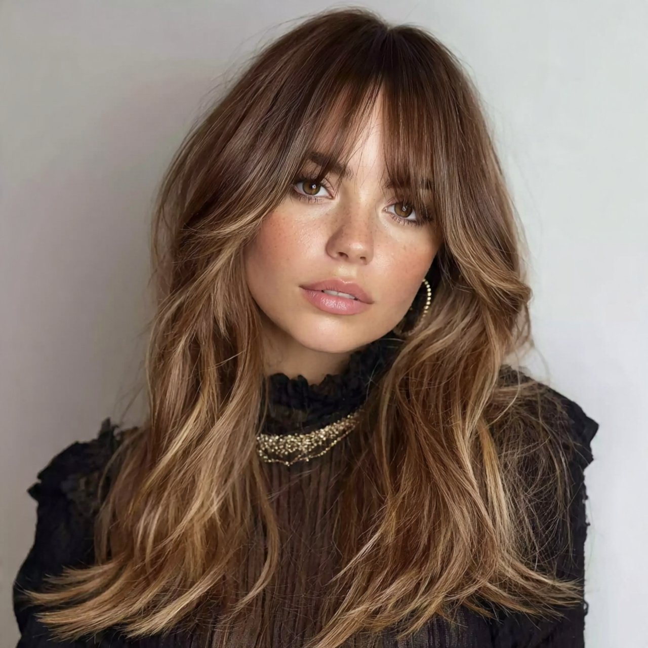curtain bangs with layered hair hairstyle
