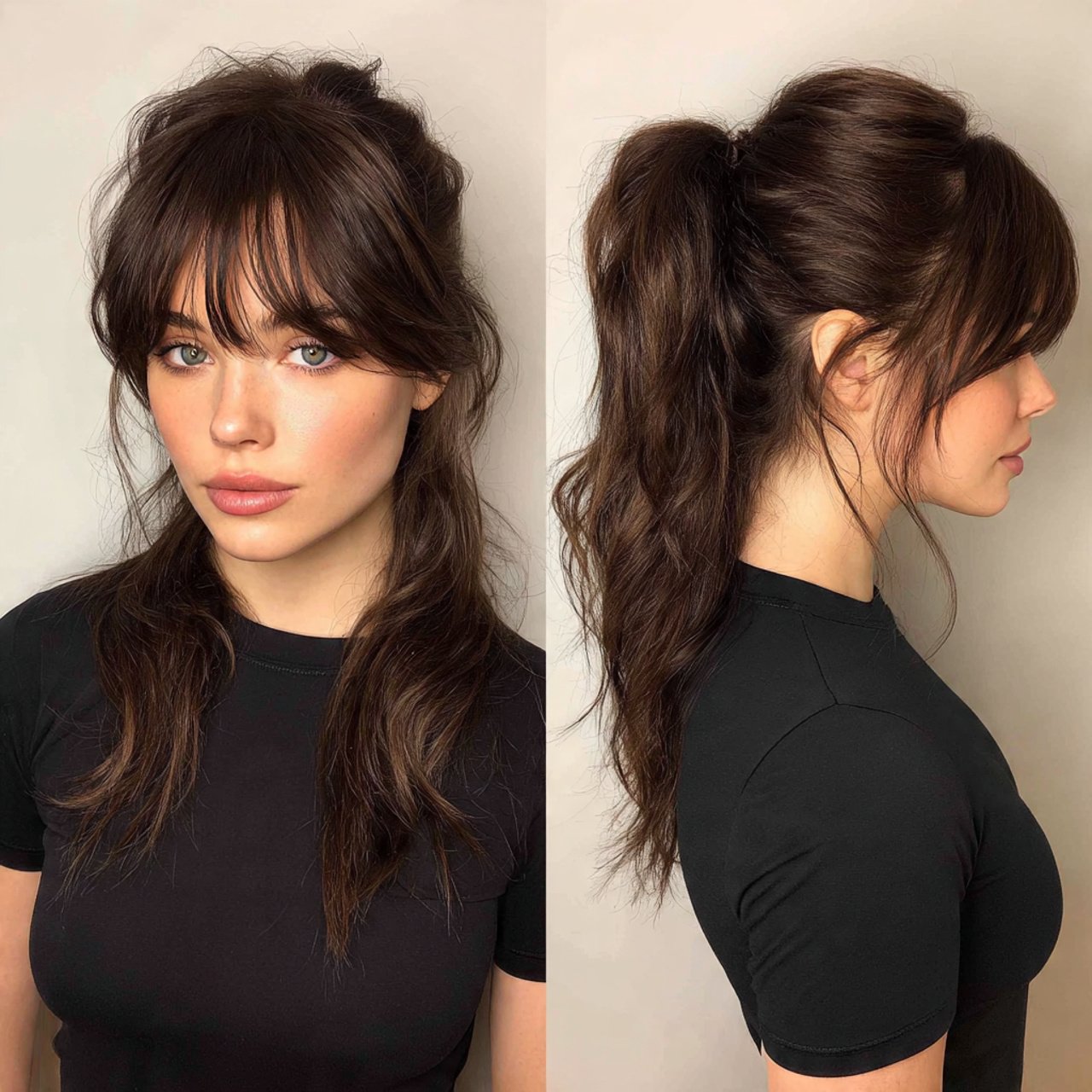 Curtain Bangs Tutorial: 13 Trending & Pro Tips Guide That you'll love 10 curtain bangs with ponytail hairstyle