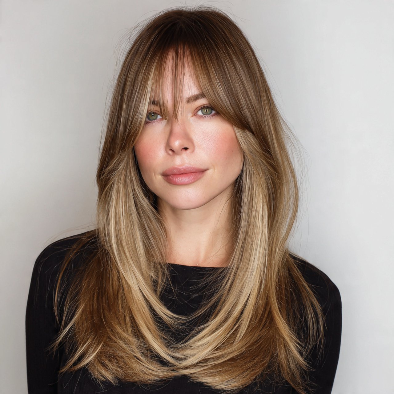 curtain bangs with straight layers hairstyle