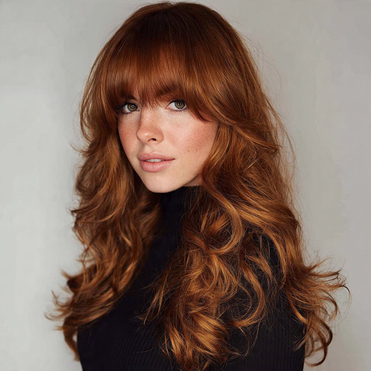 curtain hairbangs with loose curls