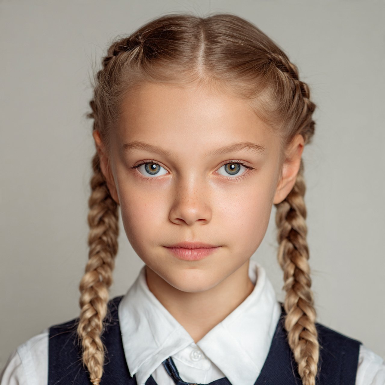 cute double braided school hairstyle on a young gi
