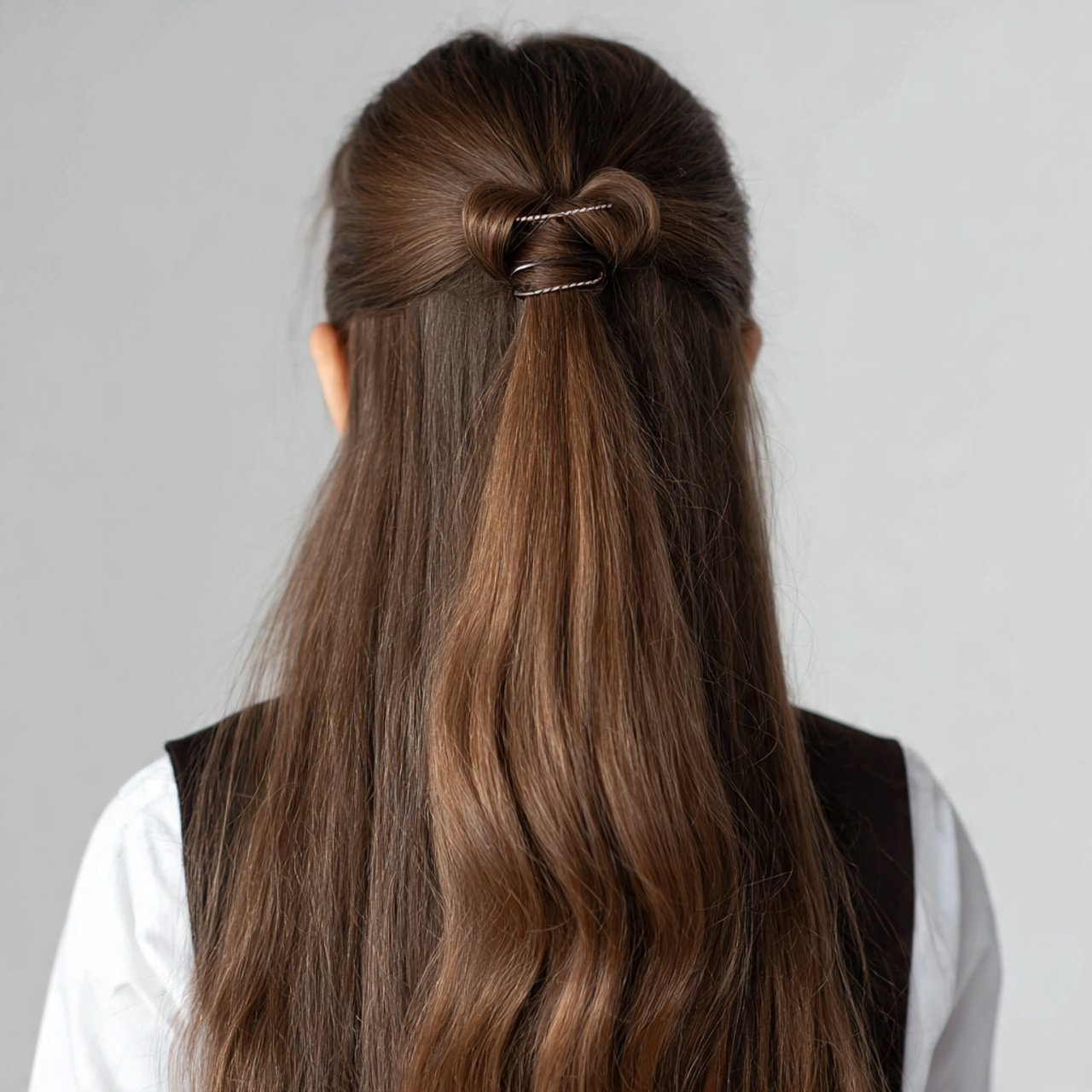 easy half up clip hairstyle for school back view o