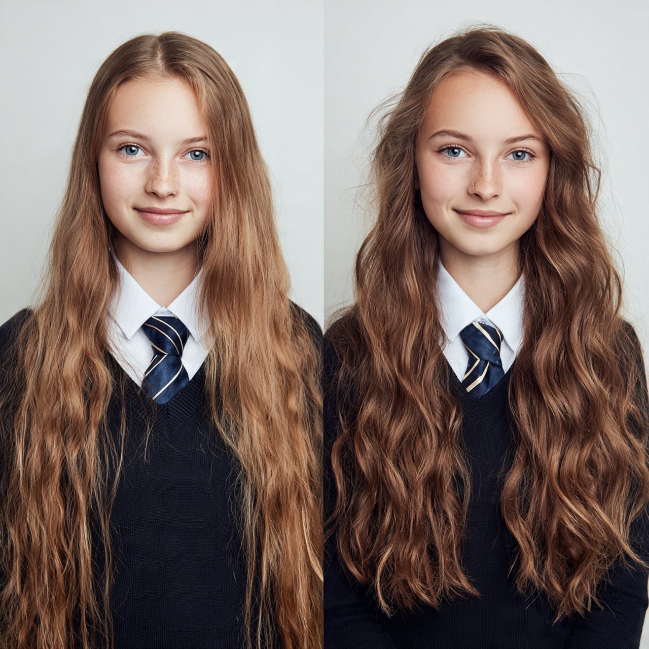 easy school hairstyle with loose waves on long hai