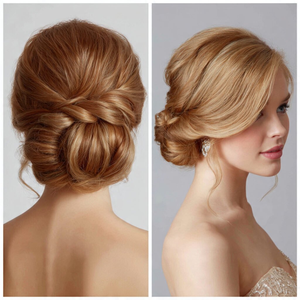 elegant low bun for hairstyles prom