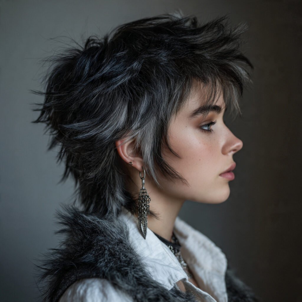 feathered short wolf cut