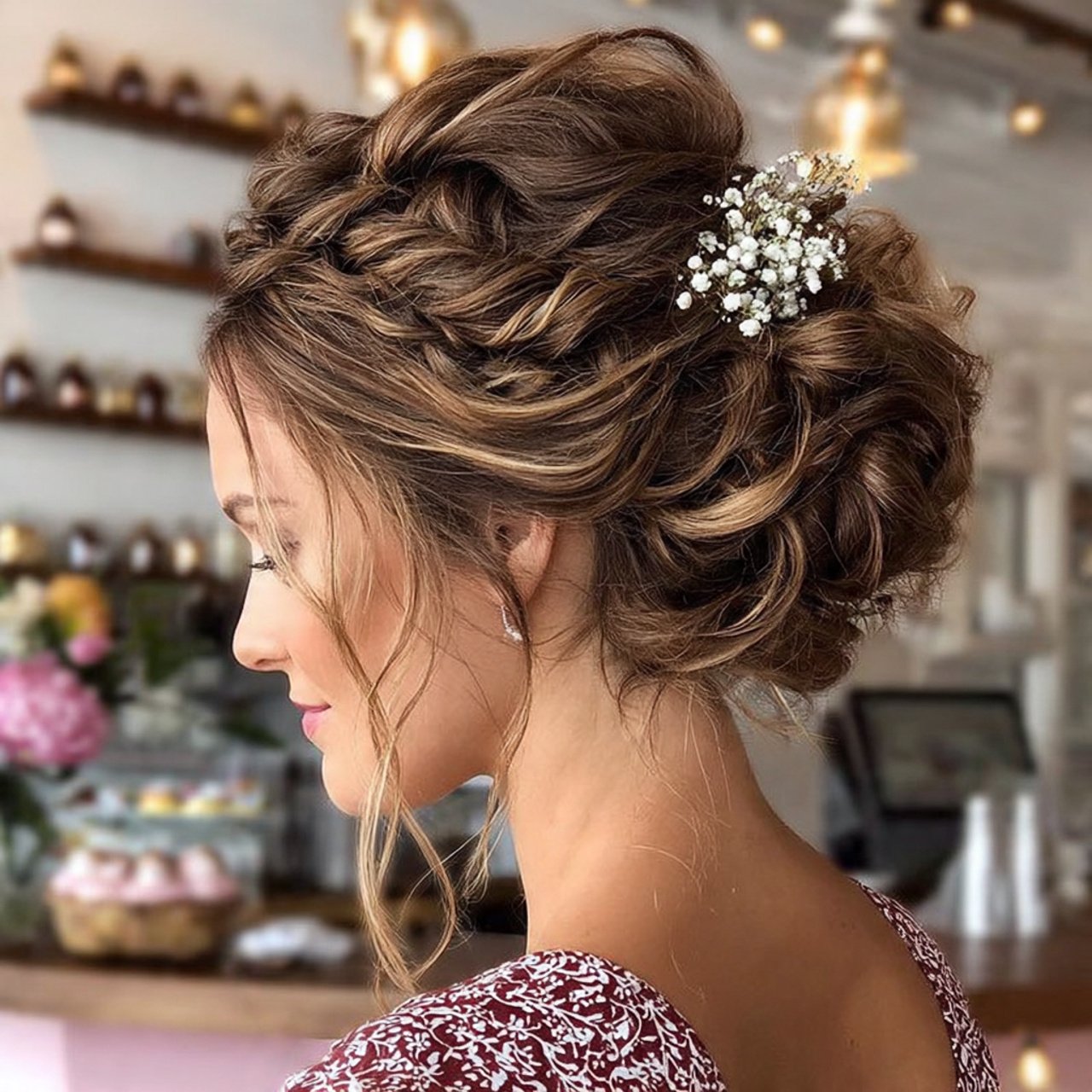 floral accent updo hairstyles for prom 1