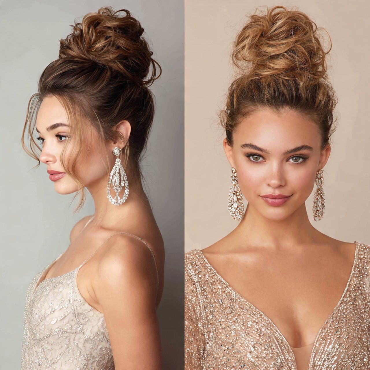glam high bun hairstyles for prom