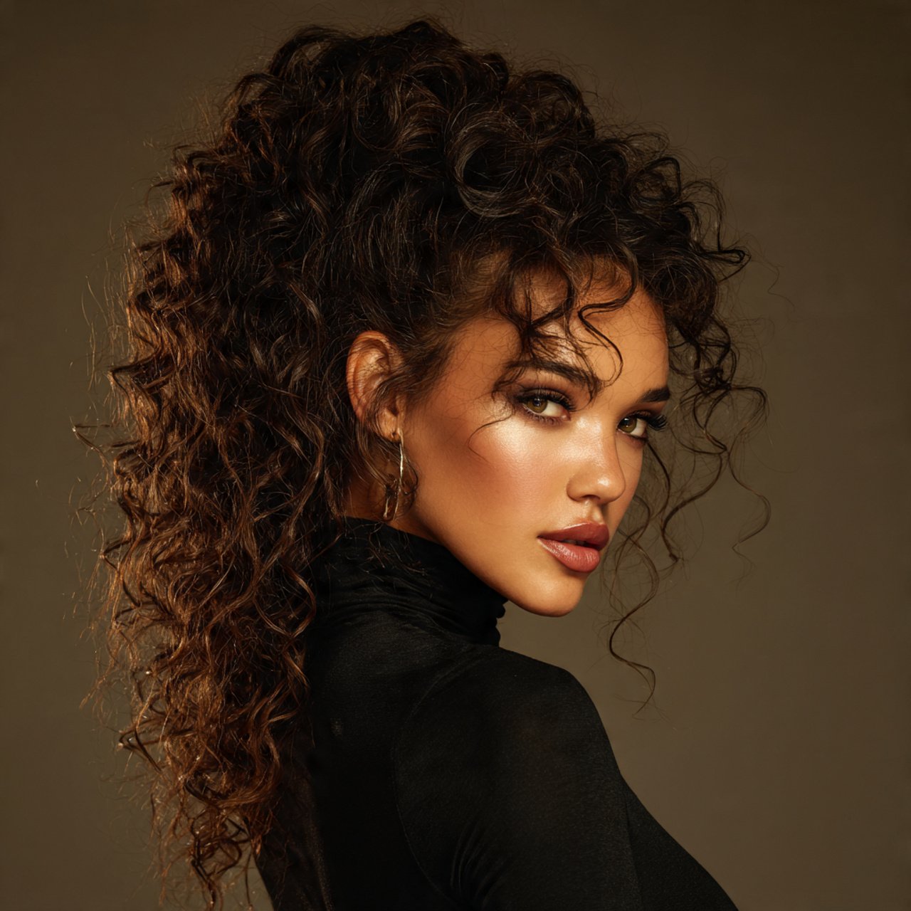 glamorous curly ponytails hairstyle with volume on