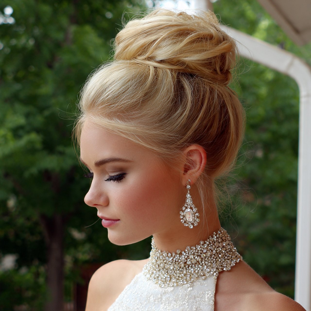 glamorous high bun for prom hairstyles