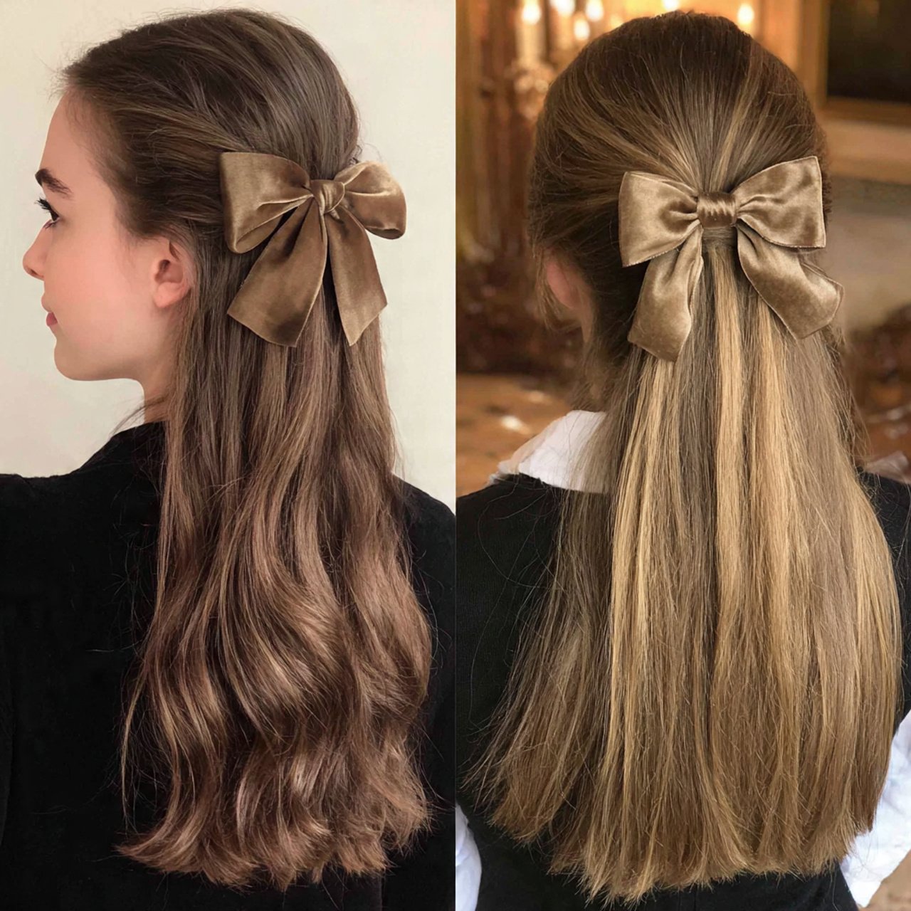 half up bow cute hairstyles for school