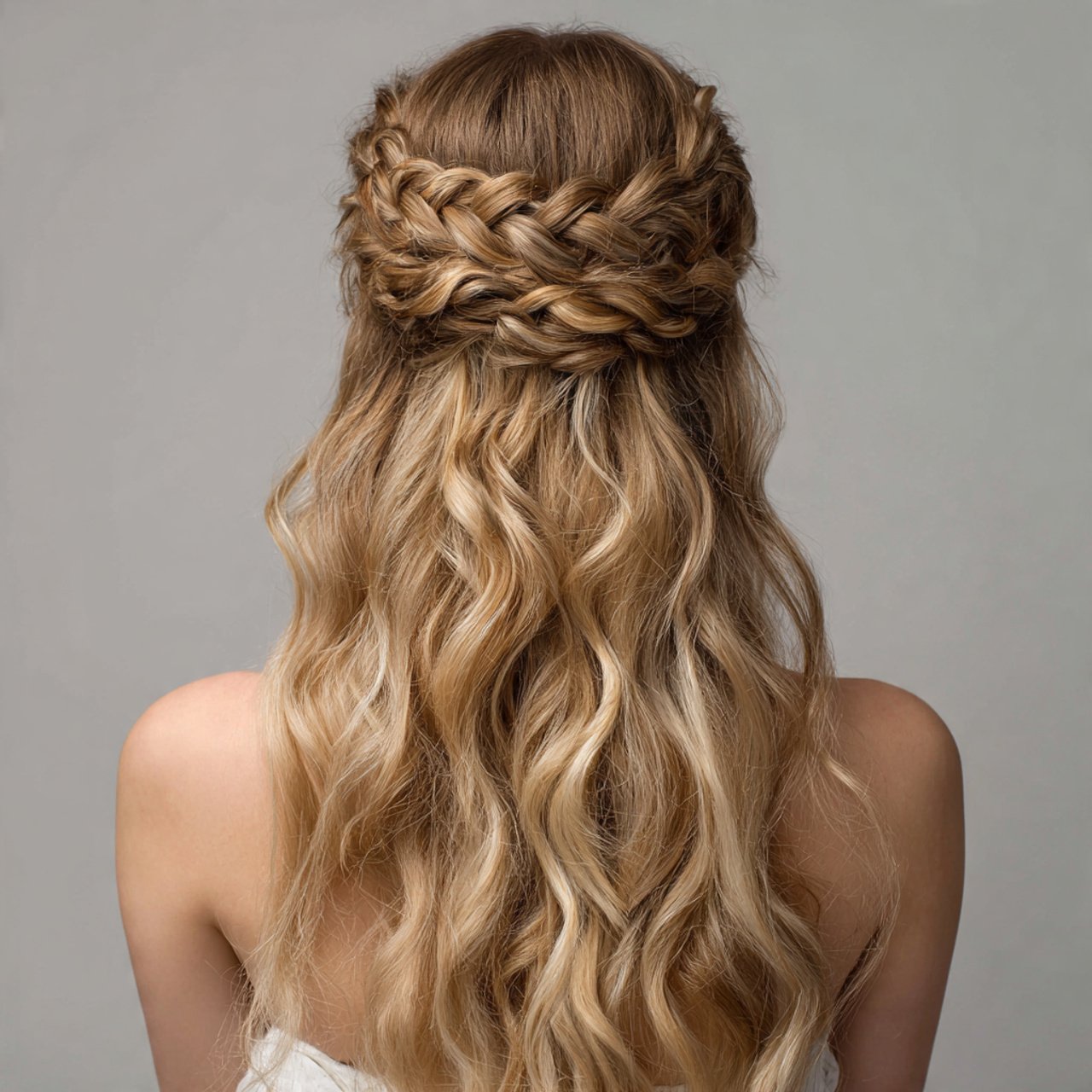 half up braided crown hairstyle elegant braid wrap