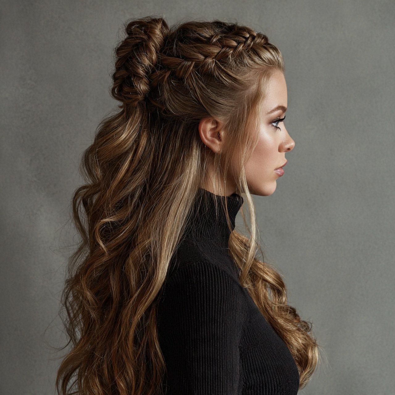 half up braided hairstyle elegant hair braided on