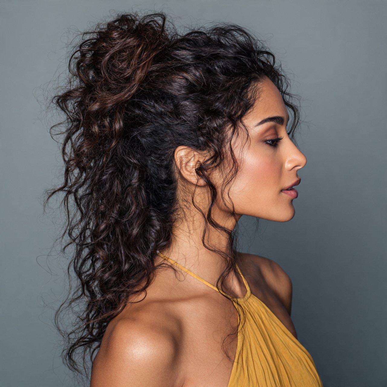 half up bun hairstyles for curly hair showcasing n