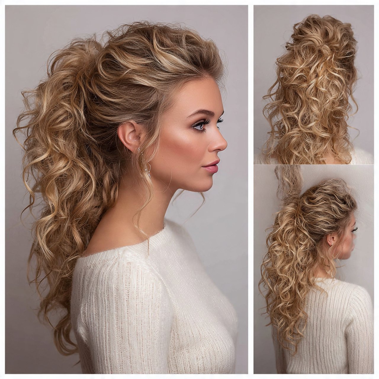 half up curly ponytail hairstyles