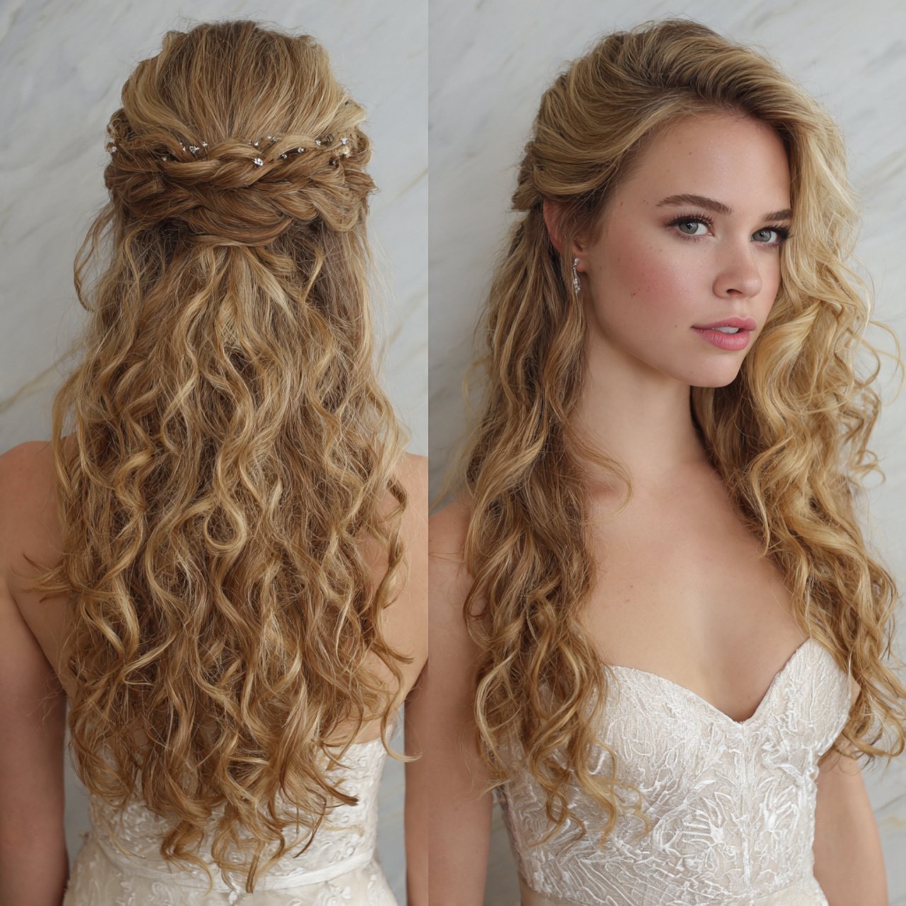 half up half down curly hairstyle