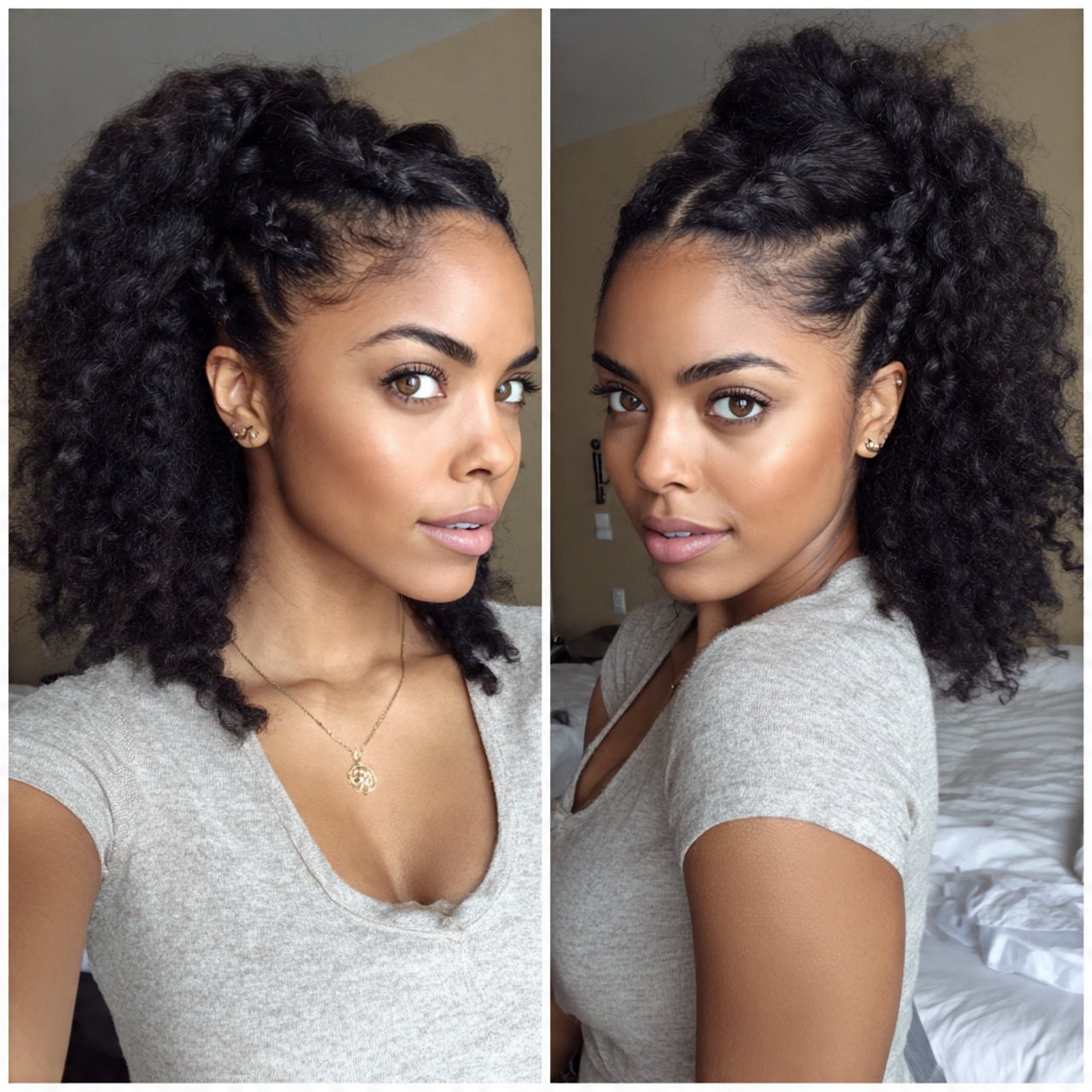 half up half down natural hairstyles 1
