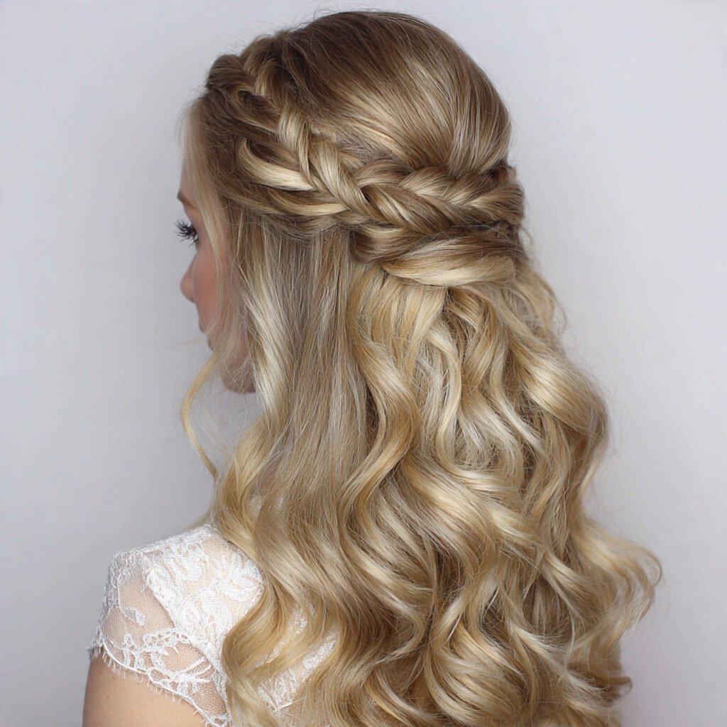 half up half down style easy prom hairstyle