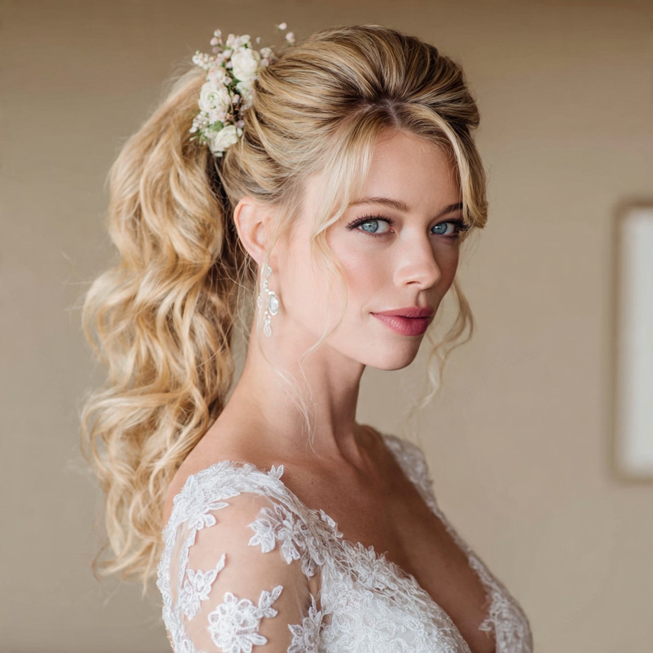 half up ponytail bridal hairstyles for weddings el