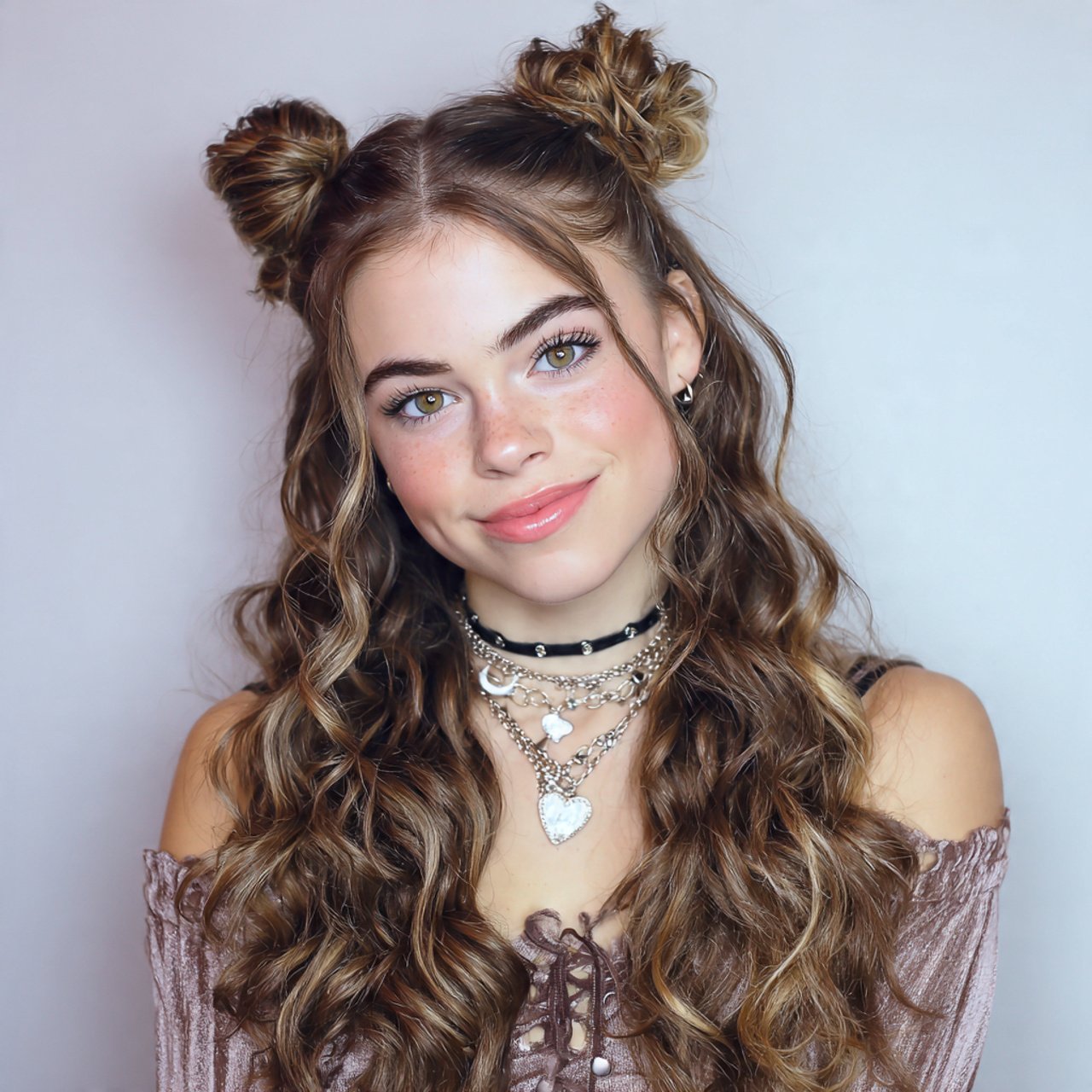 half up space buns hairstyle