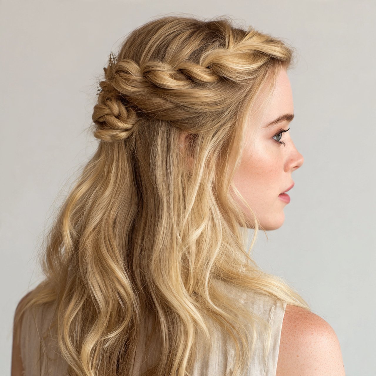 half up twisted crown hairstyle