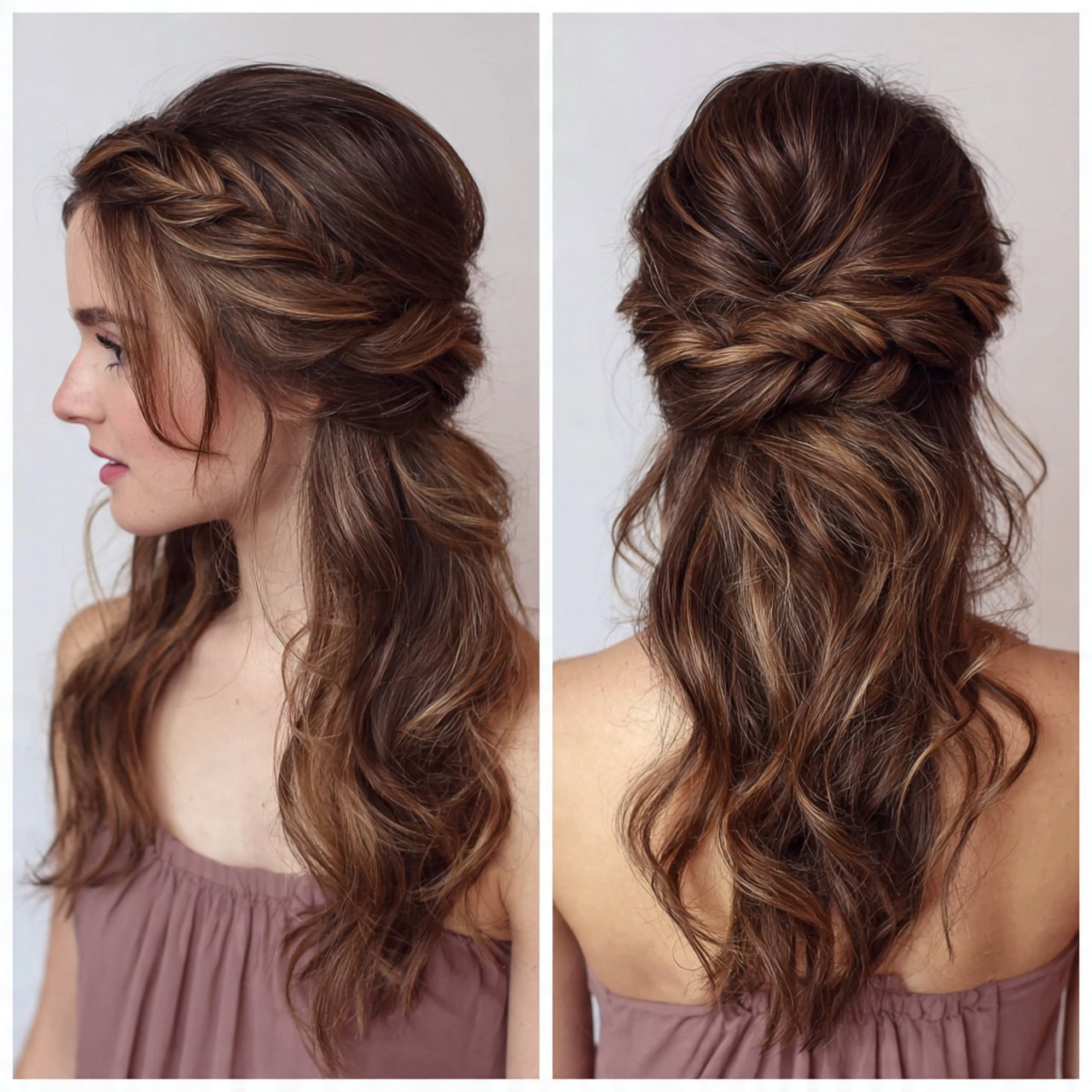 half up twisted style for prom hairstyles