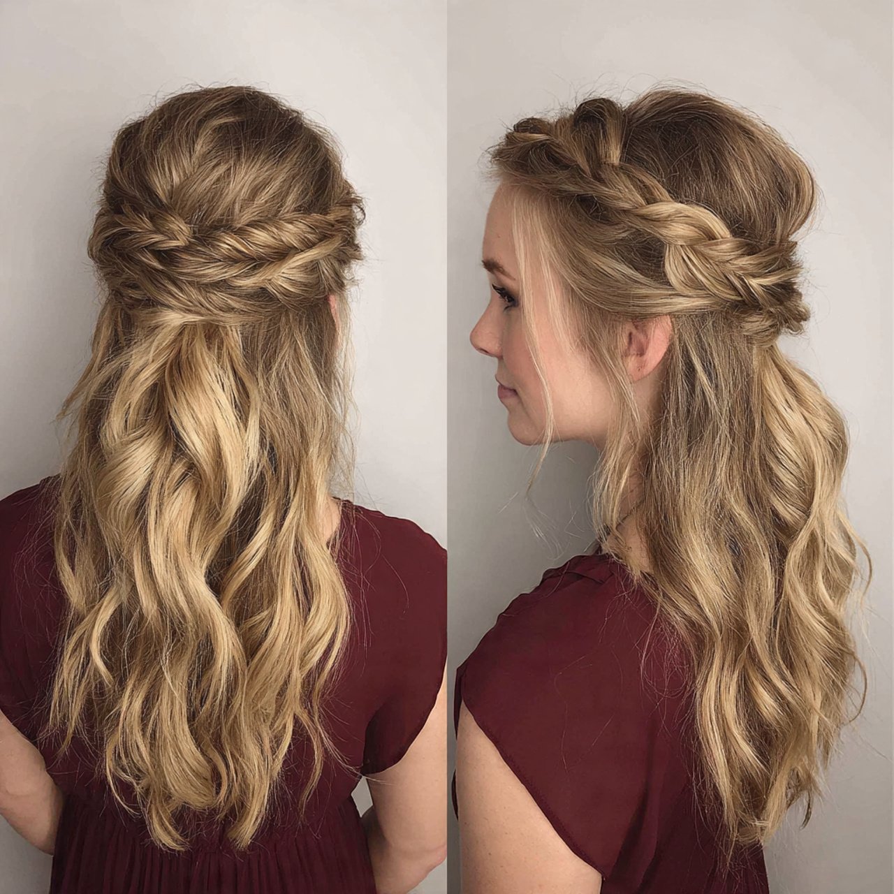 half up twisted waves prom hairstyles for medium h