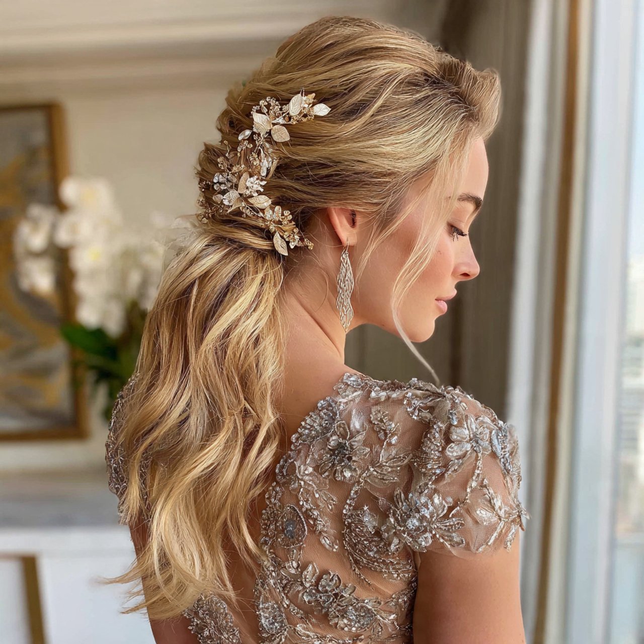 half up with hair accessories prom hairstyles