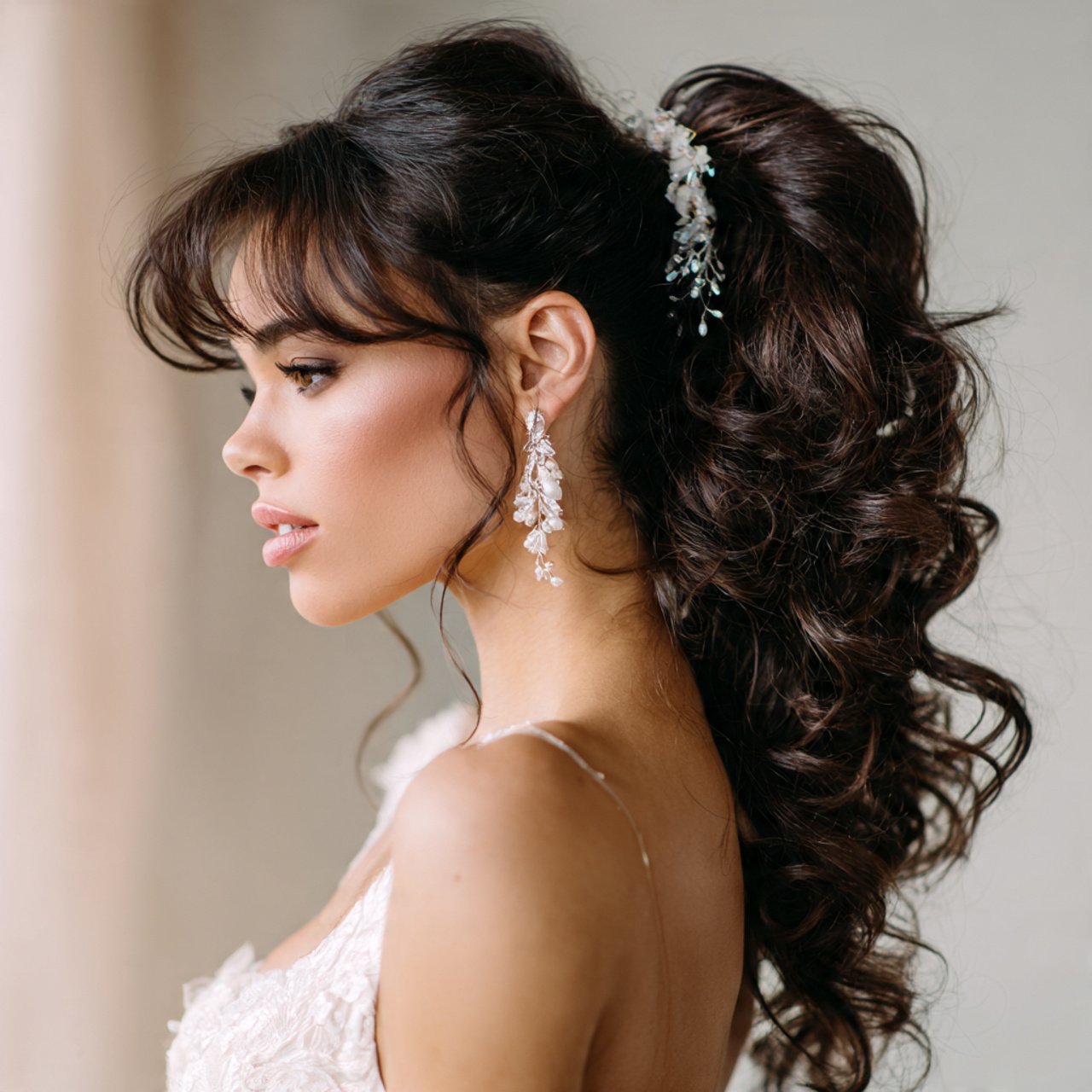 high volume ponytail hairstyle for wedding elegant