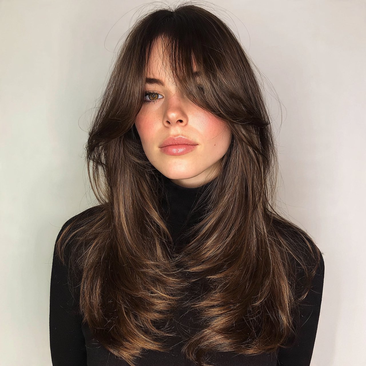 layered curtain bangs hairstyle