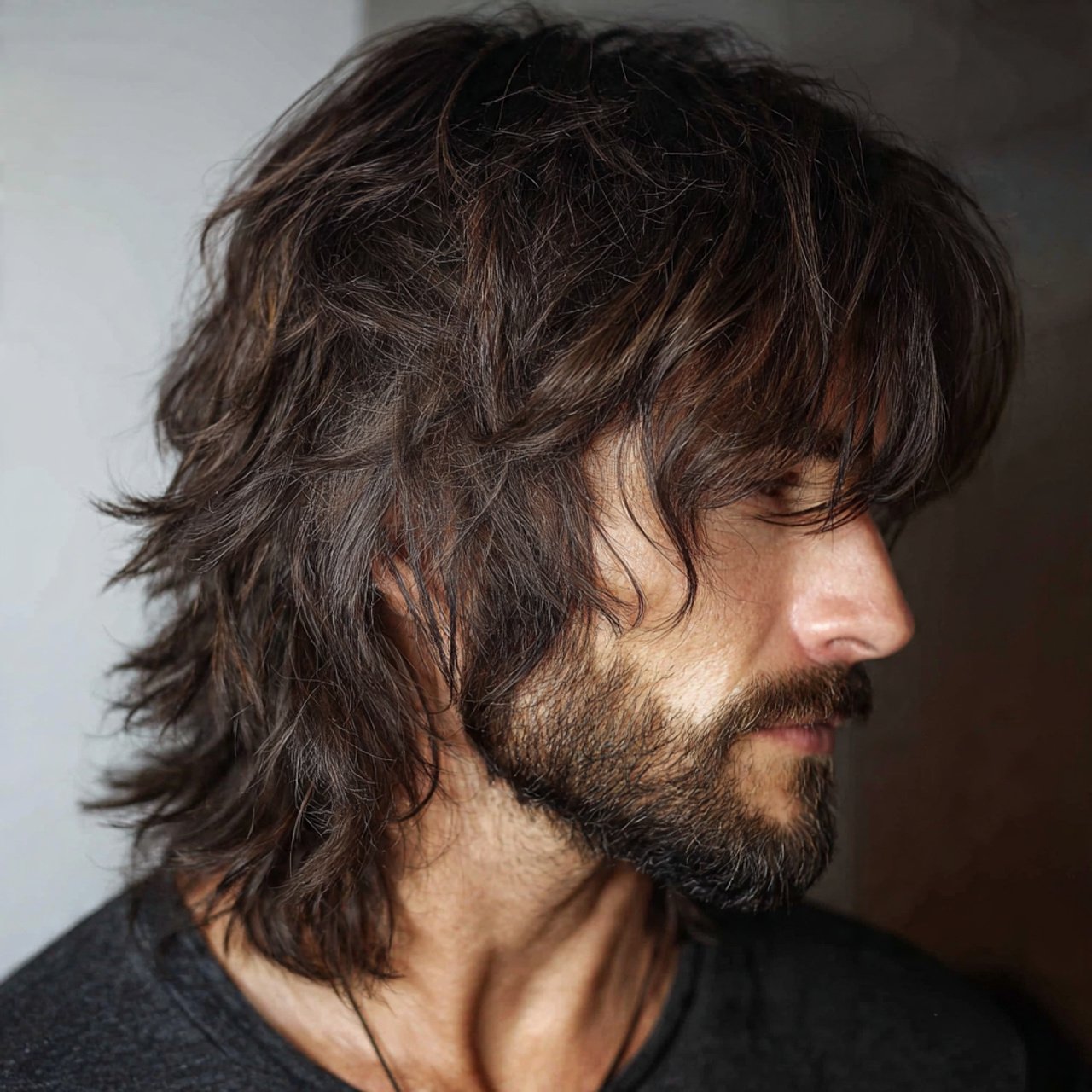 layered fringe wolf cut men