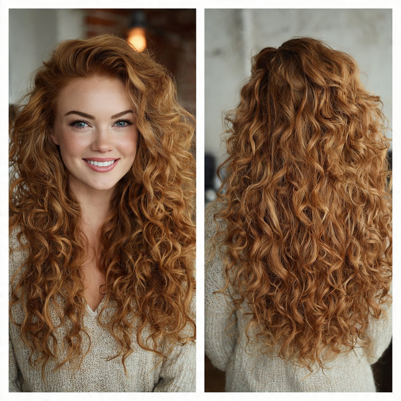 long curly hair with layers and volume at crown