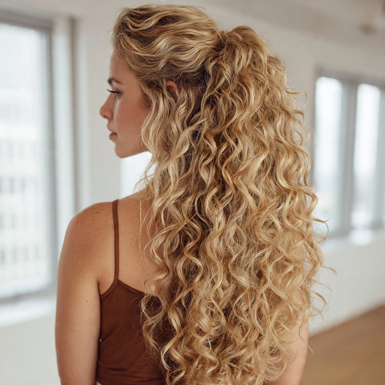 long curly ponytail