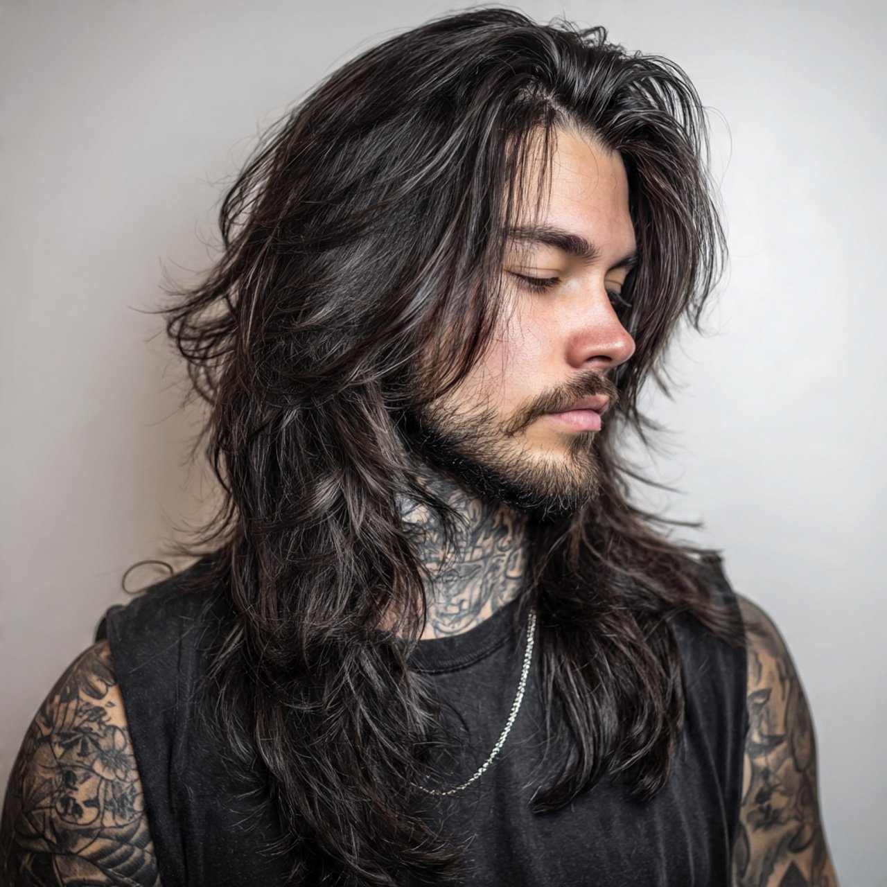 long wolf cut with heavy layers