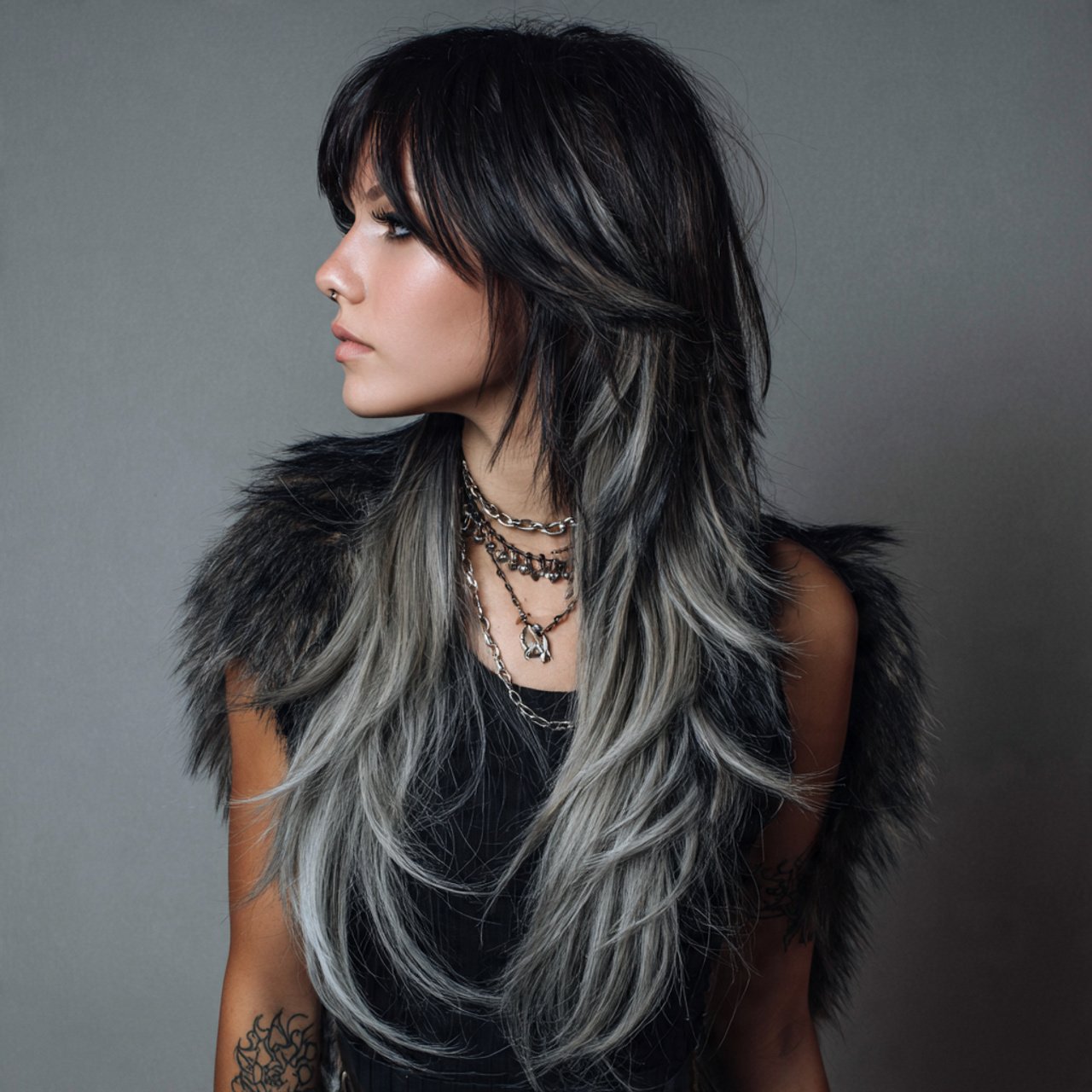 long wolf cut with wispy ends