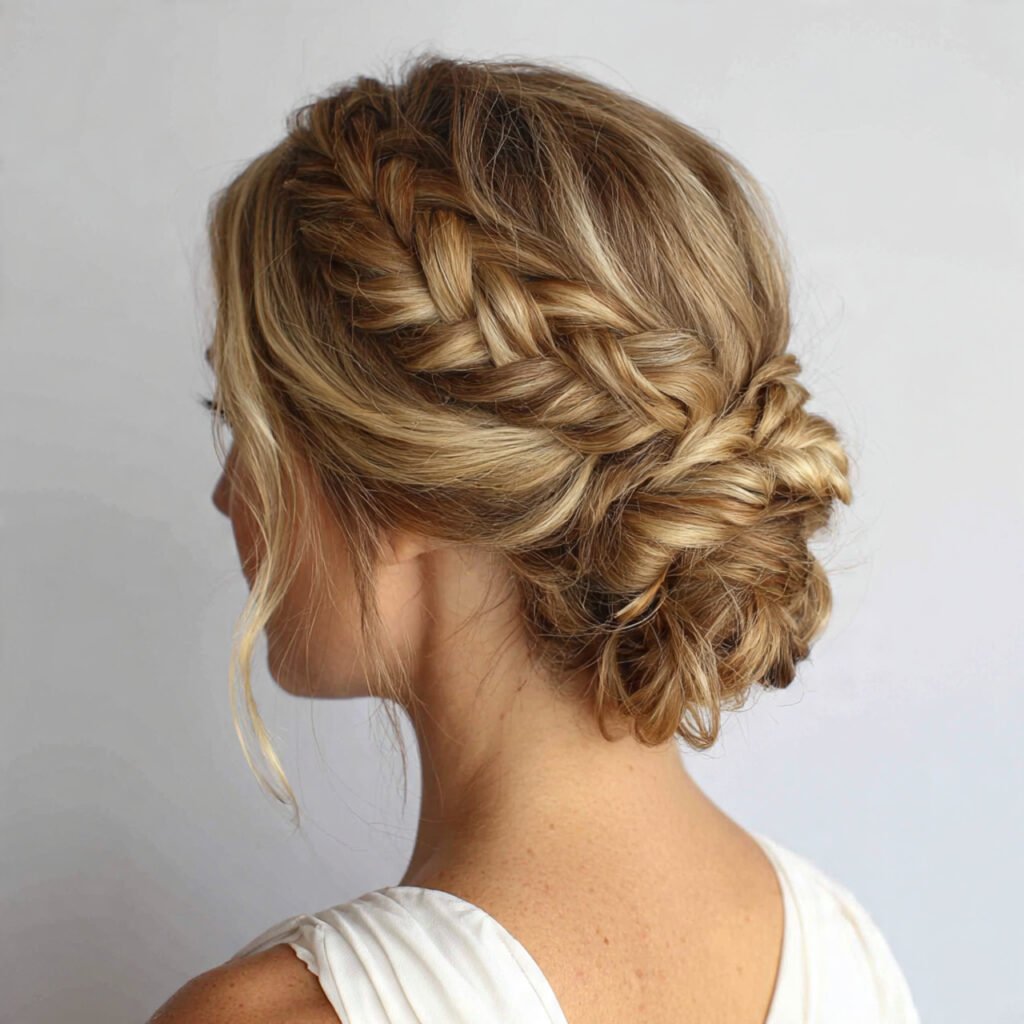 low braided bun prom hairstyles