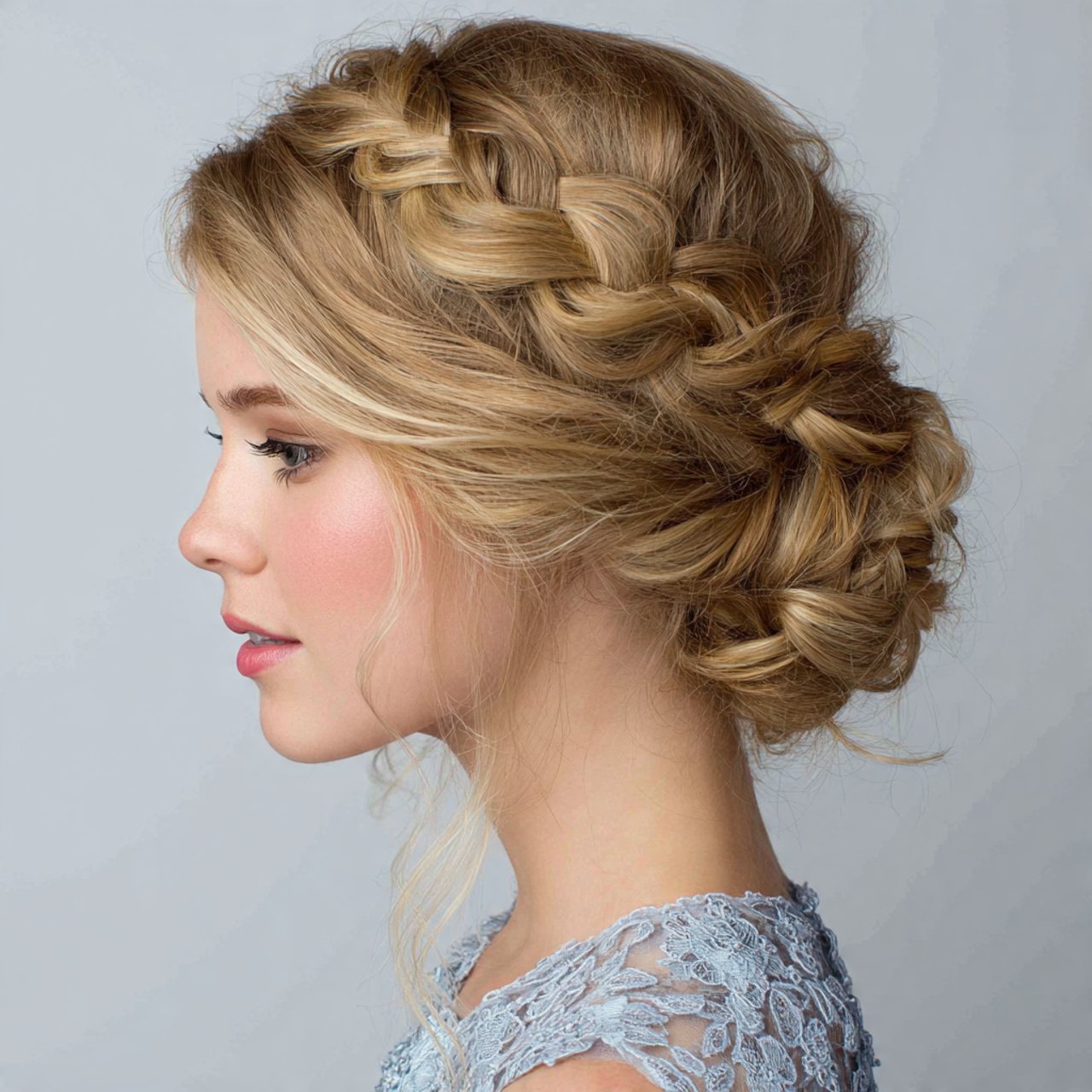 low braided bun prom hairstyles for long hair