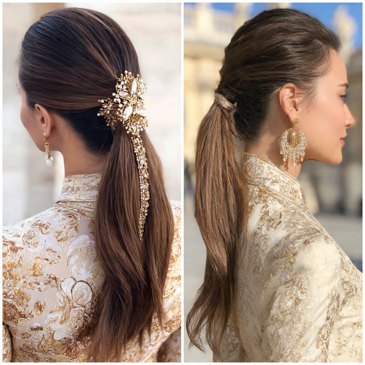 low ponytail hairstyles with accessories