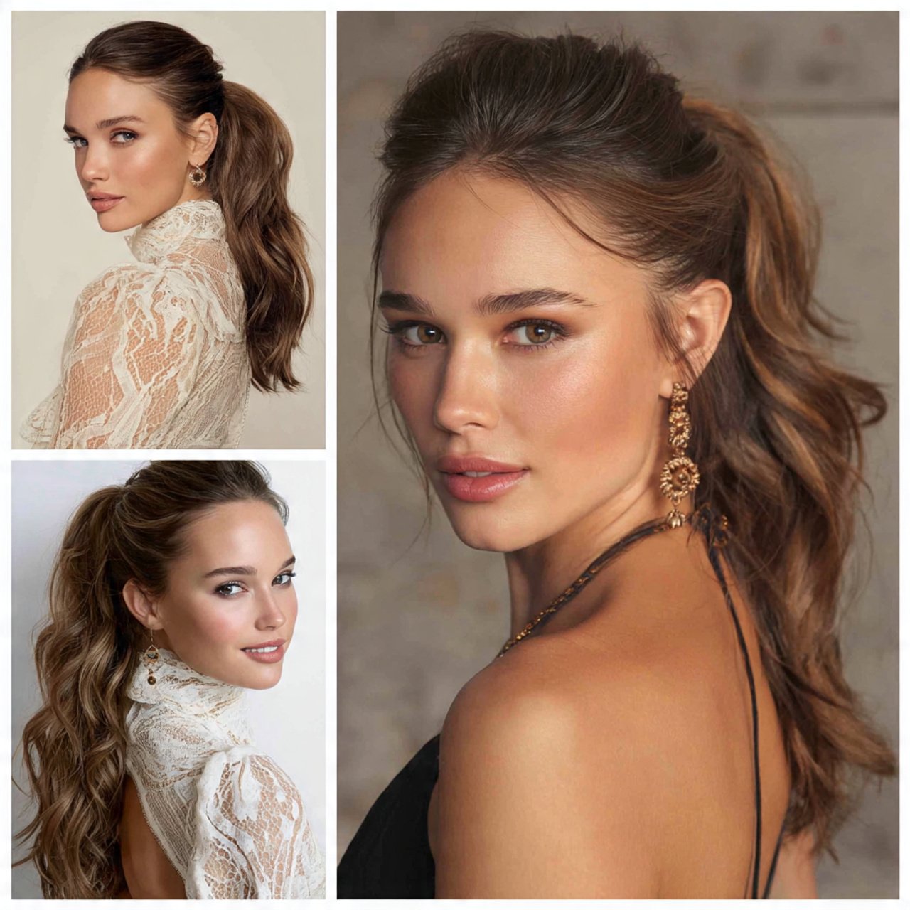 low ponytail hairstyles with middle part 1