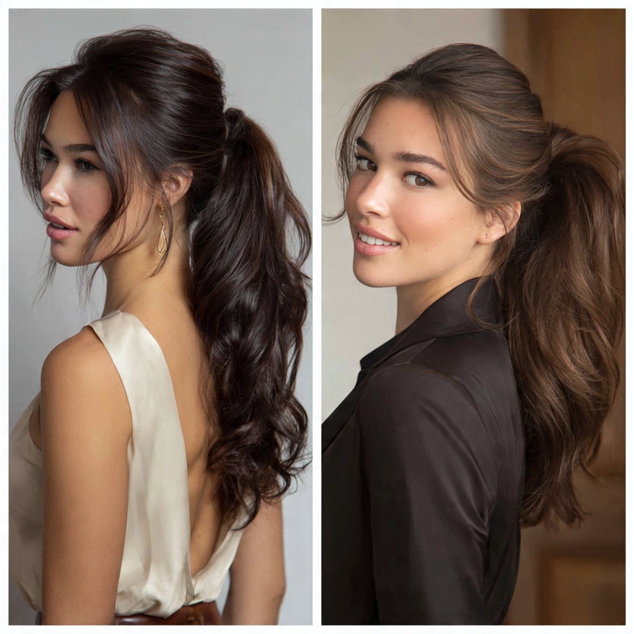 low ponytail hairstyles with volume crown