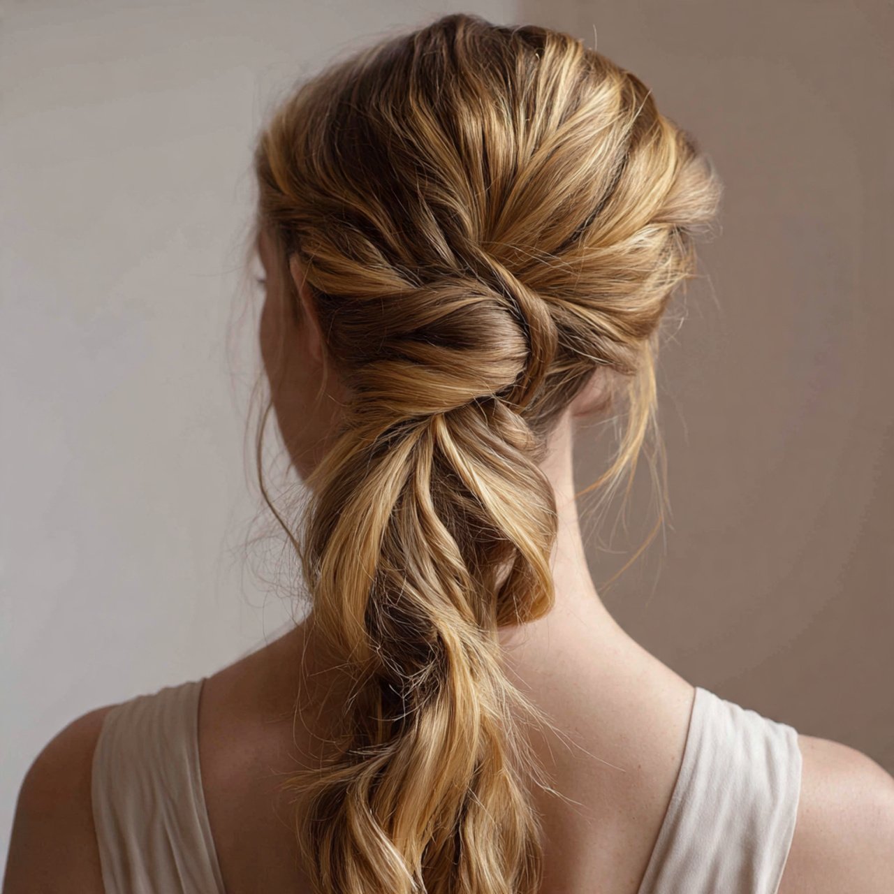 low twisted ponytail hairstyle 1