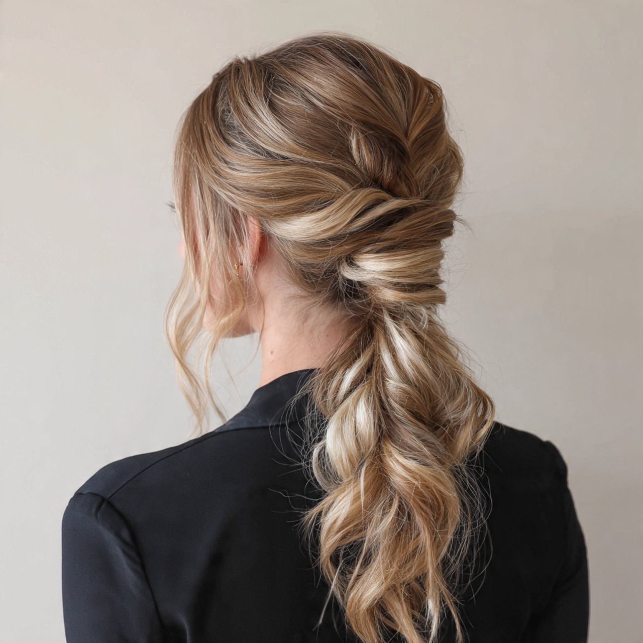 low twisted ponytail hairstyle