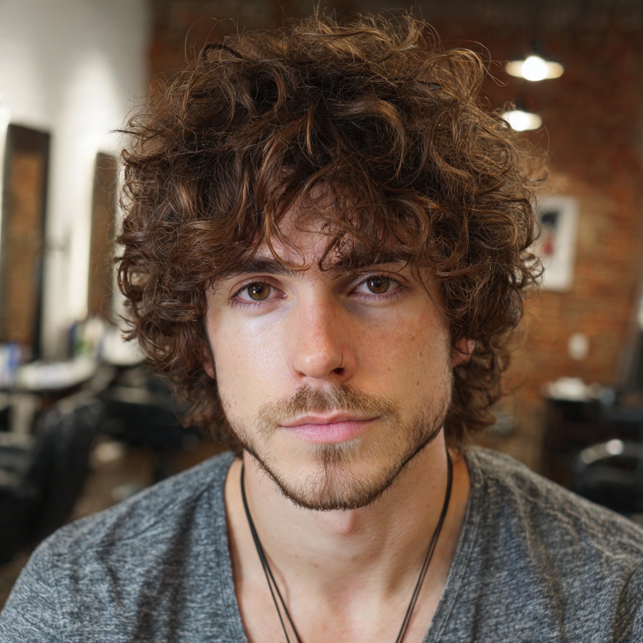medium length curly shag for men