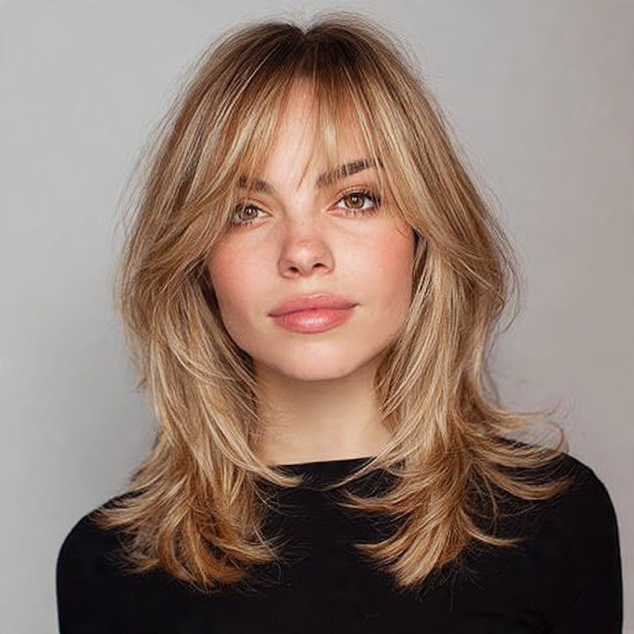 Curtain Bangs with Layers: 13 Trending Hair Ideas 11 medium length curtain bangs layered hairstyle