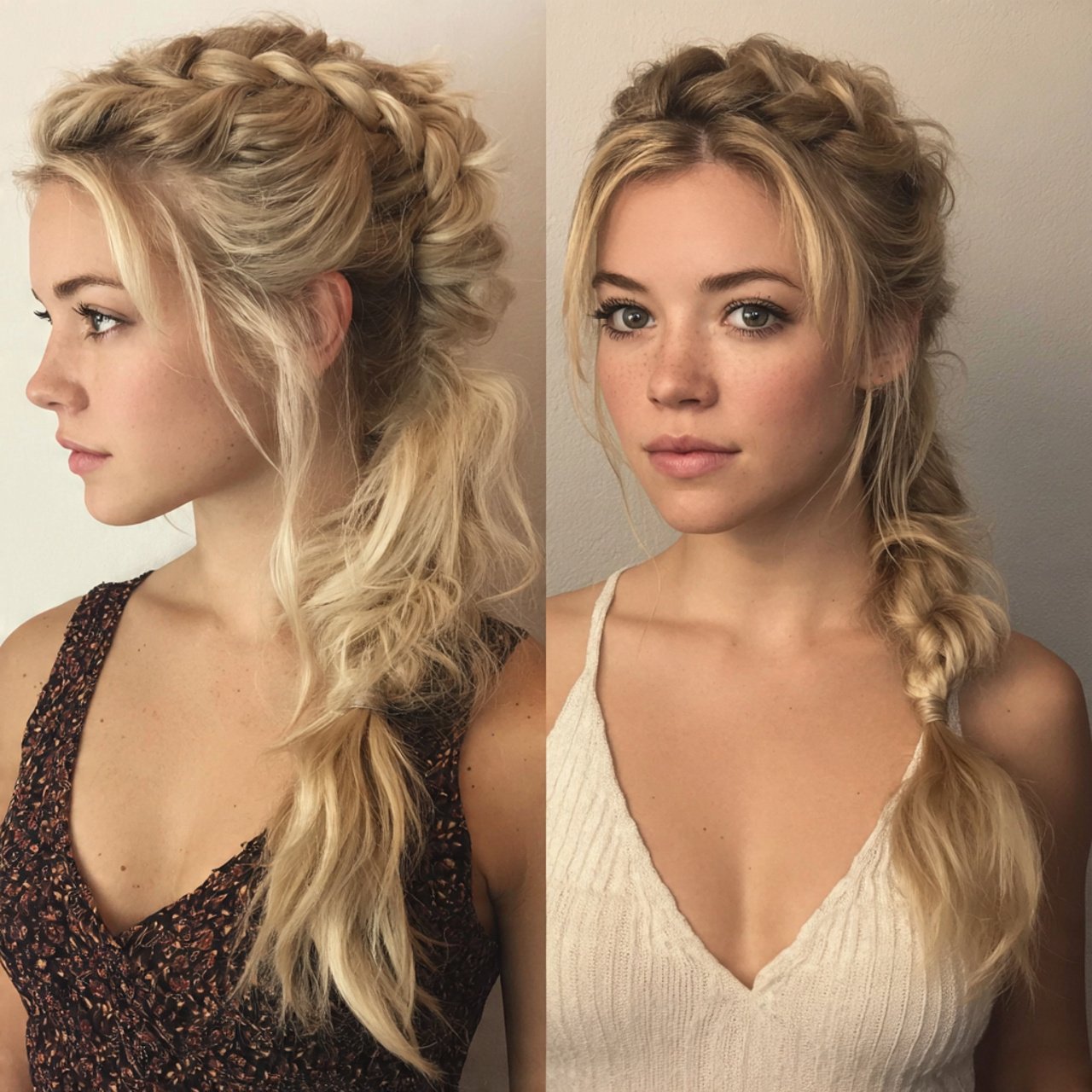 messy braided ponytail hairstyles