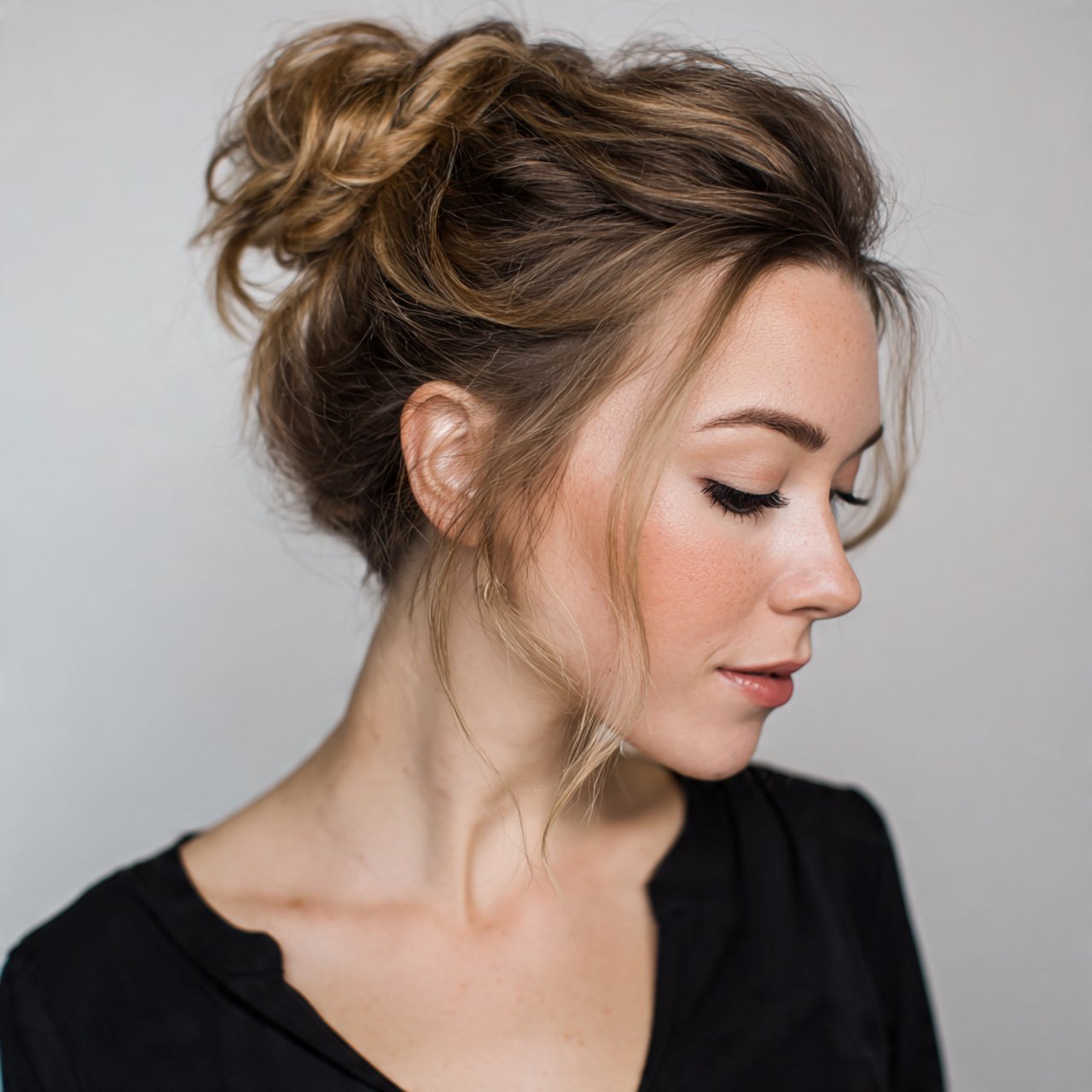 messy bun easy prom hairstyle