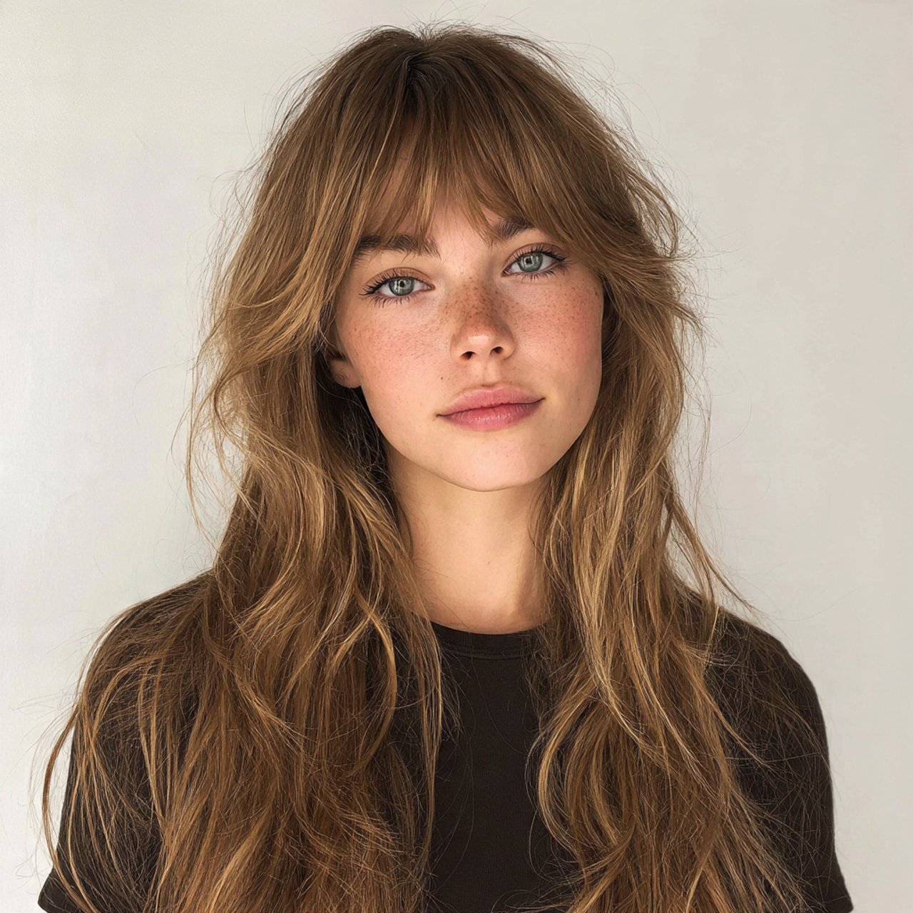 messy curtain bangs hairstyle