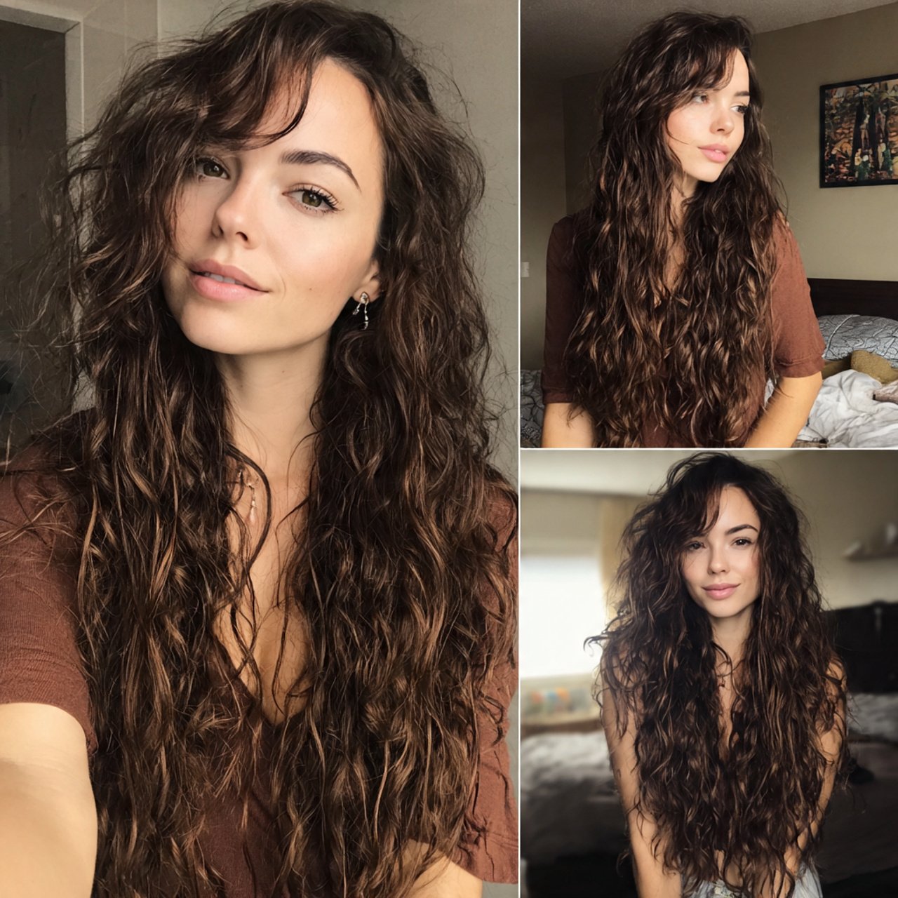 messy long curly hair
