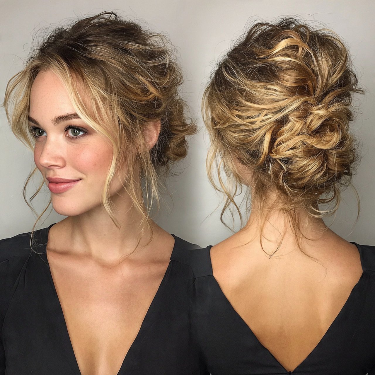 messy textured bun for hairstyles prom