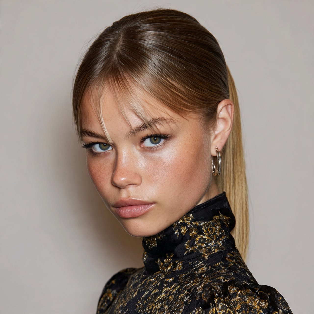 middle part sleek ponytail hairstyles