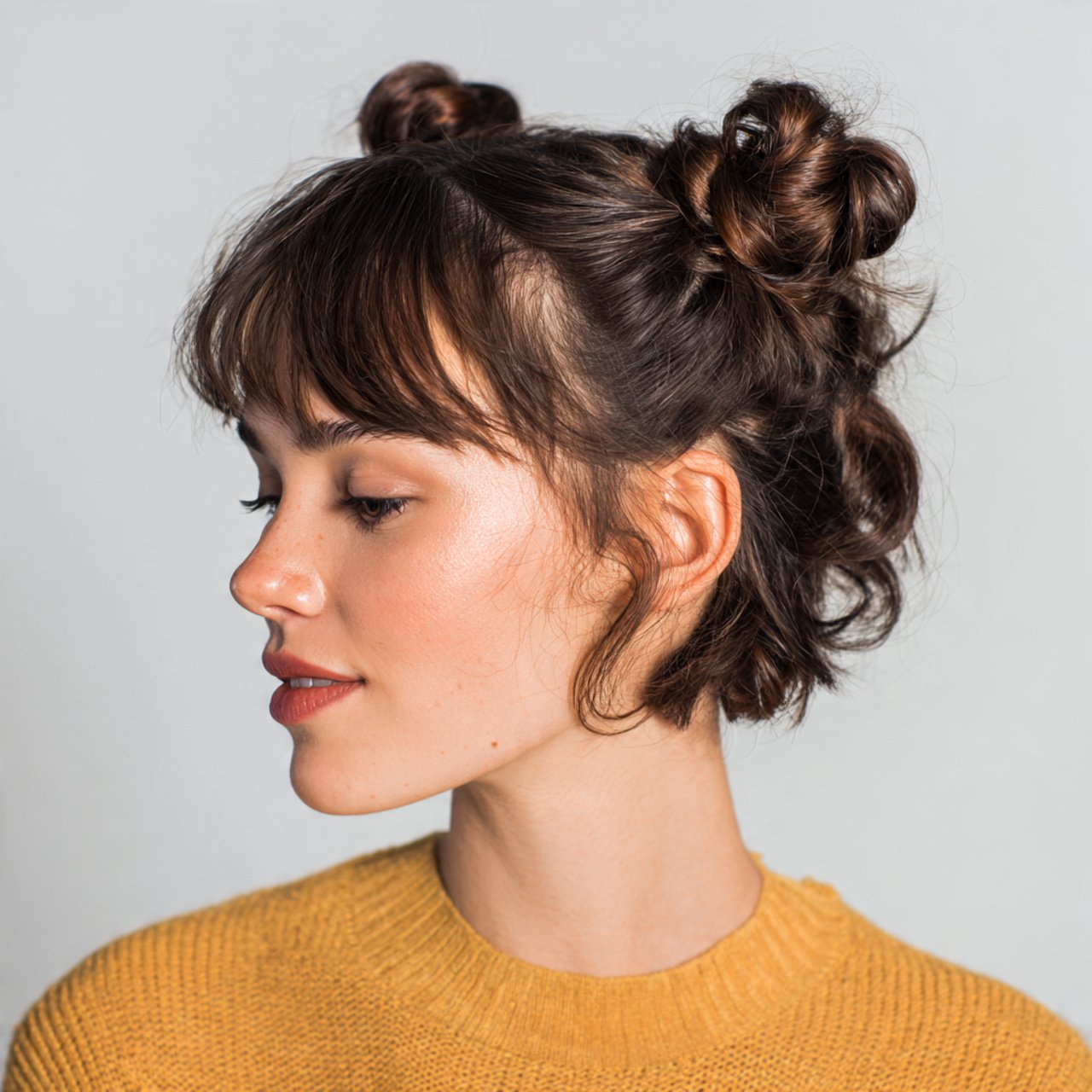mini bun hairstyles for short hair variety of cute